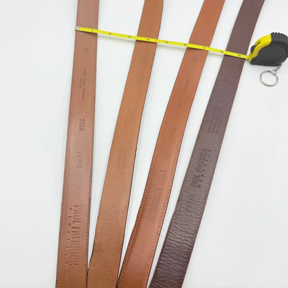 Paul Fredrick Mens Leather Belt Lot of 4 Croc Embossed Smooth Dress Belt Size 38